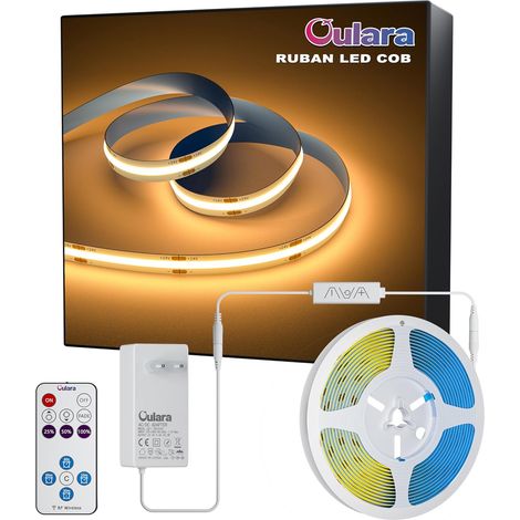 Ruban LED COB 6M, Bande LED Blanc Chaud 2700K à Intensité Variable, Bande Lumineuse LED DC24V Super Lumineuse, CRI 90+ avec Télécommande RF et Alimentation pour la Décoration de la Maison DIY (1/5)