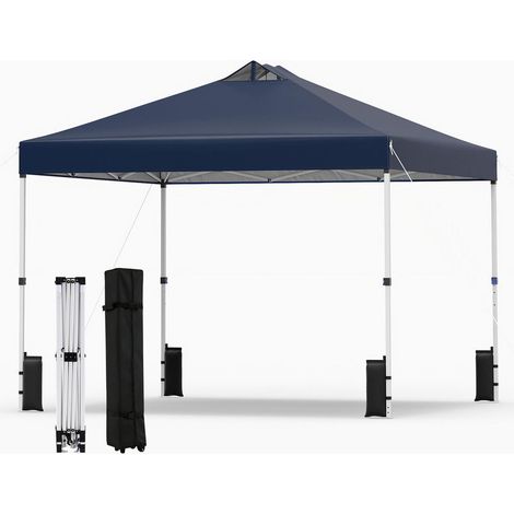 Ombre rapide tonnelle pliante 3x3 m, toit ventilé, hauteur réglable, sac à roulettes pour jardin et marché (1/5)