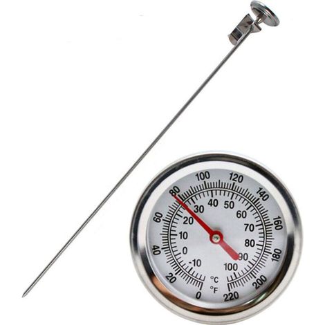 Thermomètre à compost, thermomètre portable à grand cadran de 5 cm en acier inoxydable avec tige de 50 cm pour sol, compost et jardin (1/4)
