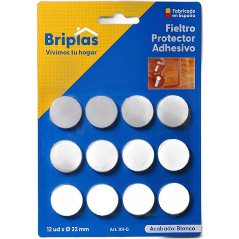 Feltro adesivo rotondo 22 mm bianco - 12 unità
