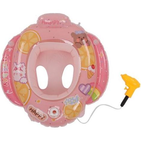 Bouée de bain gonflable en PVC écologique pour enfants de 1 à 5 ans, radeau sûr et amusant, rose (1/5)