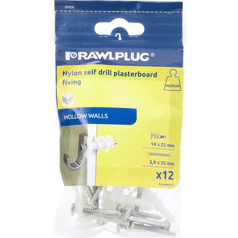 Nylon Self-Drill Plasterboard Fixing Pack of 12 RAW07015 (1/3)