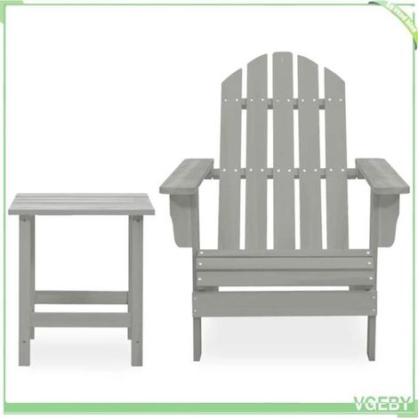 Chaise de jardin Adirondack - FAFEICY - 315920 - Bois de sapin massif - Avec table intégrée - Gris (1/5)