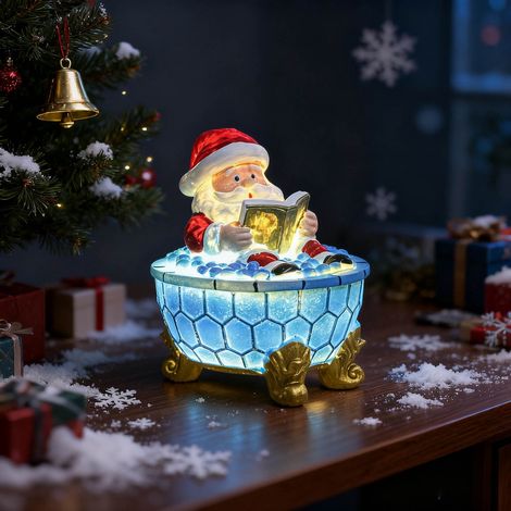 Veilleuse Led Étanche Avec Effet Bulles - Veilleuse De Bain En Forme De Père Noël - Décoration De Salle De Bains Pour Noël - 11 X 10 X 12 Cm - 1 Pièce (1/5)