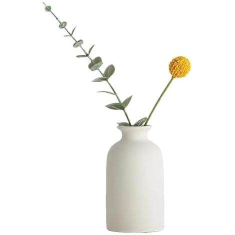 Vase Bouton Céramique Blanc, Minimaliste, Vintage, Petit, Fleurs, Diffuseur, Huiles Essentielles, Déco (1/5)