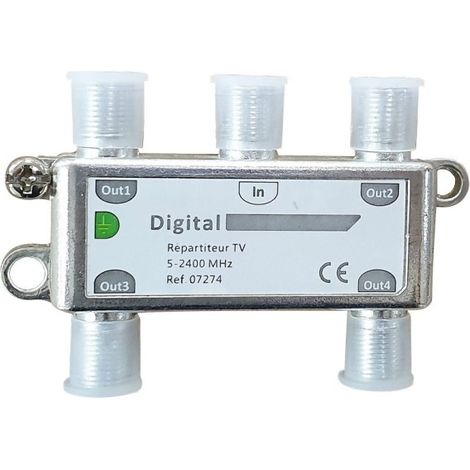Répartiteur TV Coax 4S 2400Mhz - Digital electric 07274