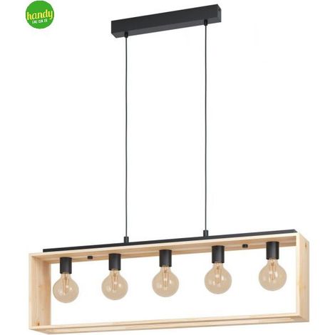 Eglo FAMBOROUGH Lampadario a Sospensione, Nero/Naturale (1/4)