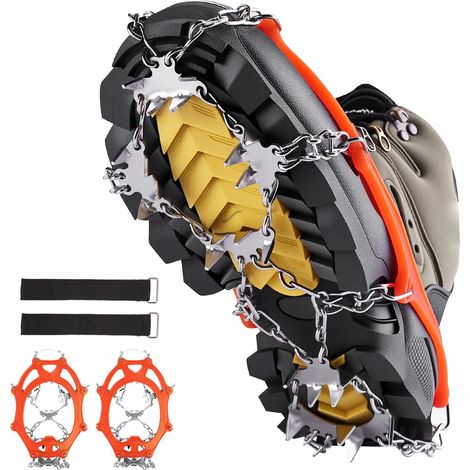 Crampons de traction pour la marche, crampons à 24 pointes pour chaussures, crampons Ready Ice - Unisexe avec dents en alliage durable pour les activités de plein air, l'escalade, l'alpinisme, la marc (1/5)