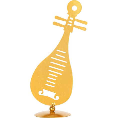 Dekorative chinesische Pipa aus vergoldetem Metall, Musikinstrument zur Dekoration von Zuhause oder Büro, Geschenk (1/5)
