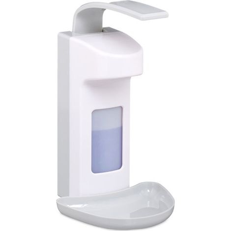 Distributeur de savon mural 500 ml, lot de 2, désinfectant savon liquide, cabinet médical entreprise bureau, blanc (1/4)