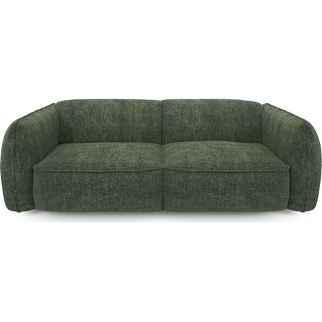 Canapé 4 places en velours tramé vert olive LIVIA (1/5)