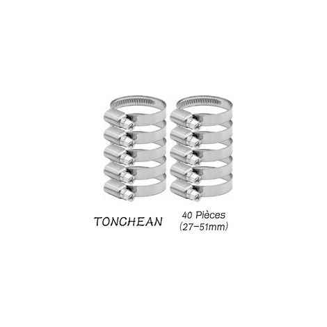 Collier de Serrage Tuyau Réglable 27-51mm Gamme en Acier Inoxydable 304 Assortiment Tuyau Pinces Clips pour Famille Tuyau D'eau, Home Gaz, Tube D'automobiles, Robinet 40 Pièces (12mm) (1/5)