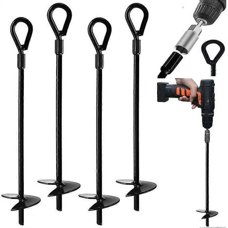Ancrage au sol, 38 cm, robuste, protection contre les enfoncements, tentes, balançoires, trampoline, lot de 4 (1/5)