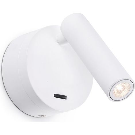 Faro Barcelona - Lampada da parete con braccio Boc Led integrato 3W - Metallo Verniciato, Camera da letto, 95lm, 3000K - Bianca