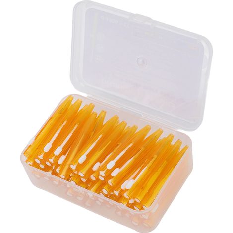 60 Brossettes Interdentaires Fines pour Appareil Dentaire - Nettoyant Orthodontique Pratique avec Manche PP pour Adultes et Enfants - Orange