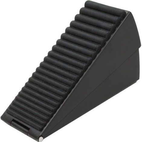 Fermaporta robusto in acciaio inox - Fermaporta in metallo - Con molla in gomma regolabile in altezza (nero opaco)