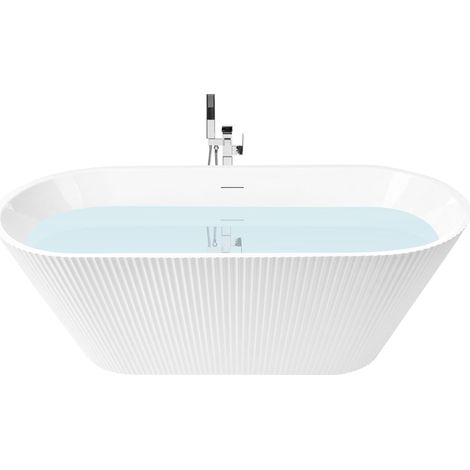 Vasca da bagno freestanding in acrilico con bordi scanalati, 170 cm bianco Potosi