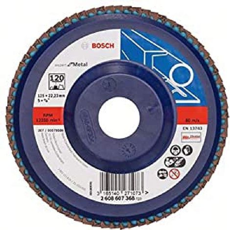 Bosch Fächerschleifscheibe Expert for Metal 125 22,23 40 diritta con piattello in plastica - 2608607365