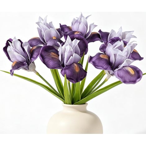 Lot de 6 fleurs artificielles en soie violet foncé pour décoration de vase (1/5)