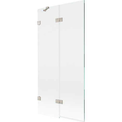 Paroi de baignoire pliante gauche 2 volets Mexen Lunar 90 x 150 cm, transparent, nickel brossé - 897-090-100-97-00-L (1/5)