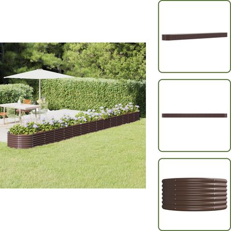 Hochbeet Pulverbeschichteter Stahl 620x80x36 cm Braun - Hochbeet - Gartenmöbel - Stahltanks - Pflanzenbehälter - Balkonbepflanzung (1/5)