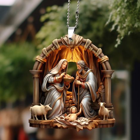Nativity Scene - Acrylic Hanging Ornament - Christmas Tree Decoration - Religious Home Decor - 1 Piece (1/5)