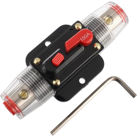 150A Disjoncteur Interrupteur 150 AMP Fusible Inline Holder 12V-56V DC Bouton de réinitialisation manuelle pour système d'amplificateur de son audio de voiture RV Home Marine Boat Truck (1/5)