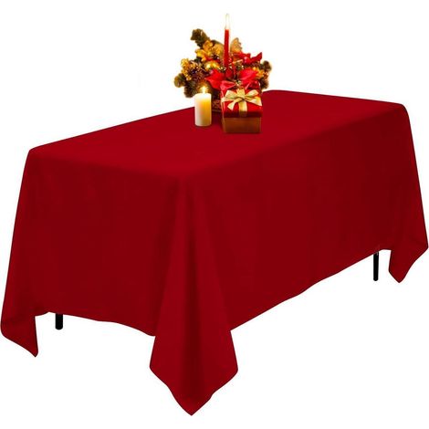 Rote Tischdecke 152x260 cm rechteckig, Polyester, waschbar, flecken- & knitterfrei