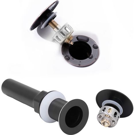 Bonde de lavabo ronde à clapet en acier inoxydable 304 avec couvercle en cuivre, panier, sans trop-plein, accessoires de vidange (1/5)