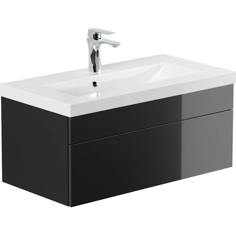 HOME DELUXE - Juego completo de muebles de baño WANGEROOGE BIG Hecho en Alemania  Color: Negro, Talla: S (1/5)