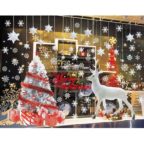 Christmas Sticker Large Window Stickers Reindeer Christmas Tree Reusable Christmas Decoration Window Christmas Decoration DIY Window Static Christmas Snowflakes Home Walls Window (1/5)