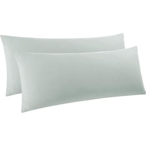 Lot de 2 taies d'oreiller en microfibre avec fermeture éclair, 50 x 160 cm, gris clair (1/5)