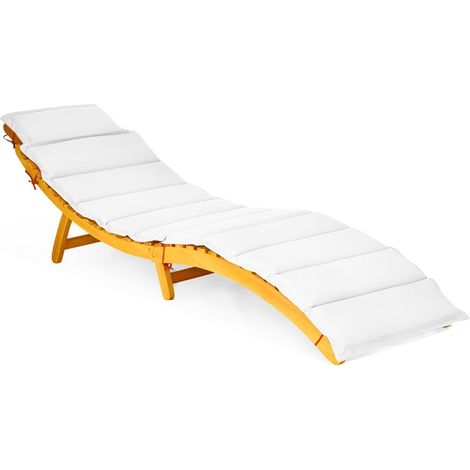 COSTWAY Sonnenliege Holz, klappbare Gartenliege mit Auflage & klappbarer Kopfstütze, ergonomischer Liegestuhl, Terrassenliege bis 180 kg belastbar, Holzliege für Garten, Terrasse, Hinterhof (1/3)