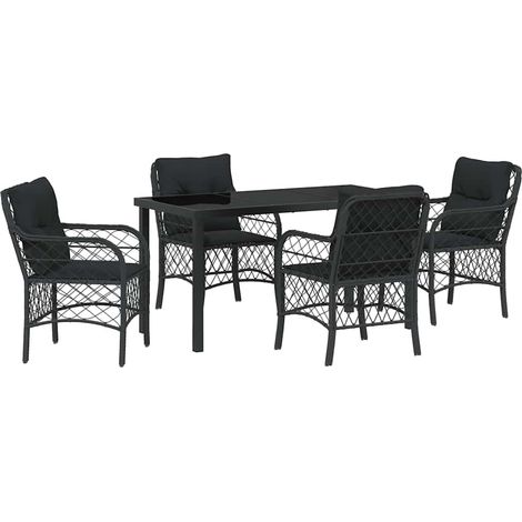 Maison Exclusive - Garten Essgruppe 5 Stk. Schwarz Poly-Rattan (1/5)