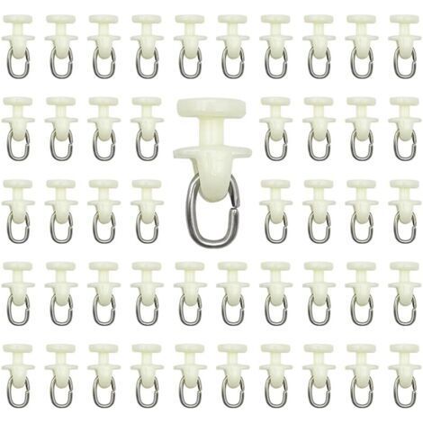 SABIR Packung mit 100 weißen Kunststoff-Gardinenstangenhaken, 26 mm Länge, für leichtes Gleiten auf Schienen, hohe Haltbarkeit (1/5)