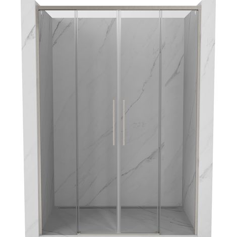 Mexen Rox porta doccia scorrevole 140 cm, trasparente, nichel spazzolato - 8C2-140-002-97-00