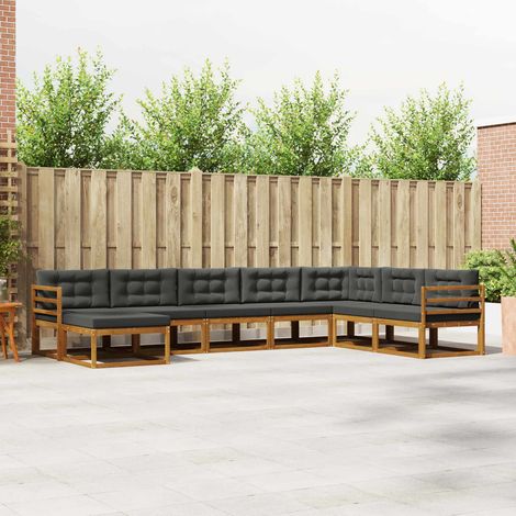 vidaXL Outdoor-Sofagarnitur mit Kissen 8 pcs Natur und Anthrazit (1/5)