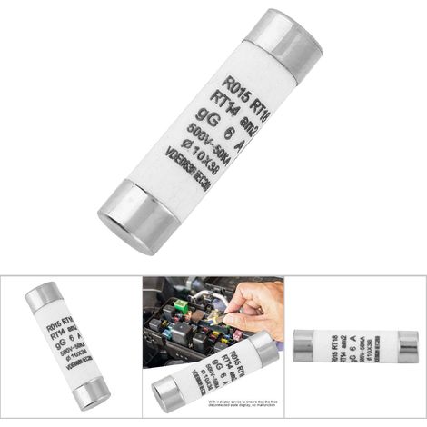 10 pièces Fusible Cylindrique Haute Capacité de Rupture 10x38 380-500VAC 6A avec Voyant (1/5)