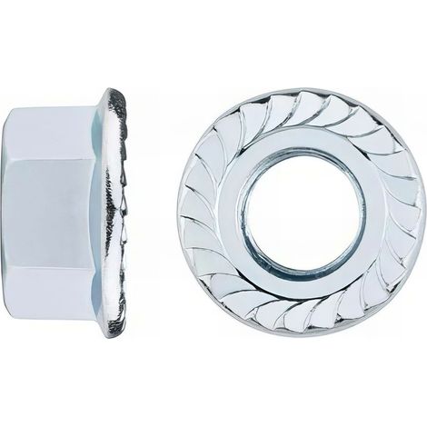 Écrou hexagonal à embase crantée - Zinguée M10 - Boite de 250 (1/2)