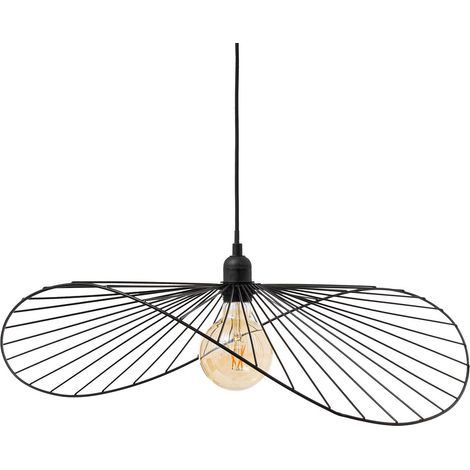Lampe suspendue, Suspension luminaire en polypropylène coloris noir et métal noi - Longueur 57 x Profondeur 16 x Hauteur 58 cm (1/4)