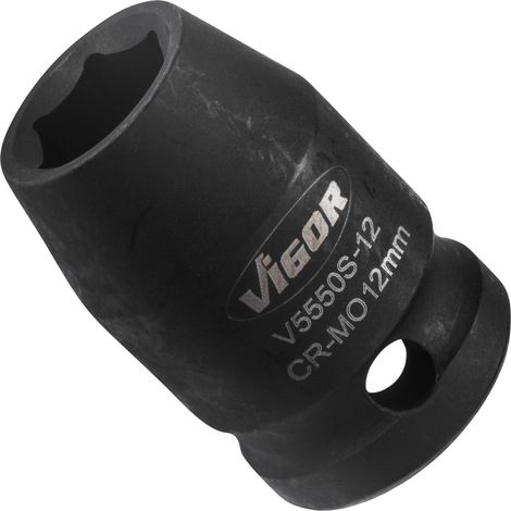 VIGOR Douille à cliquet V5550S-12 carré creux 12,5 mm (1/2 pouce) profil hexagonal extérieur 12 (1/4)