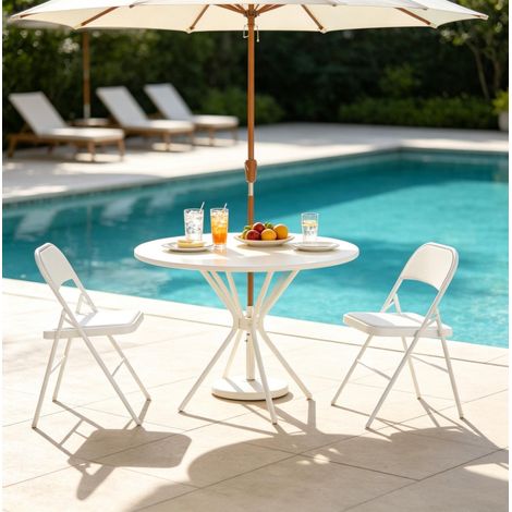 Set 2 sedie pieghevoli 45x46x78 cm in acciaio bianco salvaspazio – MEUBLIV (1/5)