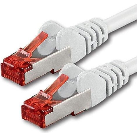 Câble Ethernet Cat6 blanc de 20 m (1 pièce), RJ45, débit de 10 à 1000 Mbit/s, câble de brassage LAN, Cat6 S-FTP PIMF 250 MHz, pour connexion Internet (1/4)