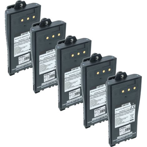 vhbw 5x Batterie compatible avec Entel HT785, HT785T, HT785-U, HT786, HT785T-U radio talkie-walkie (2000mAh, 7,6V, Li-ion) - avec clip de ceinture