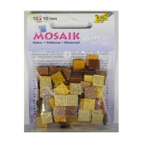 Mosaico di pietre glitterate 10x10mm marrone