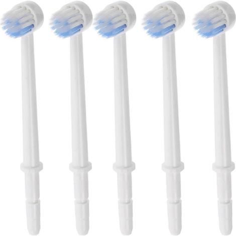 Lot de 5 embouts de rechange pour hydropulseur : têtes rondes en plastique pour le nettoyage des dents et l’hygiène bucco-dentaire quotidienne. Compatibles avec les hydropulseurs. (1/5)