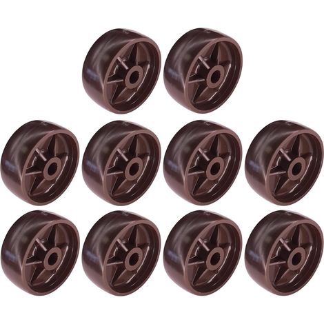 10x Roulette plastique rigide marron foncé 38mm universelle galet poulie roue rouleau meuble porte coulissante tiroir lit placard (1/4)