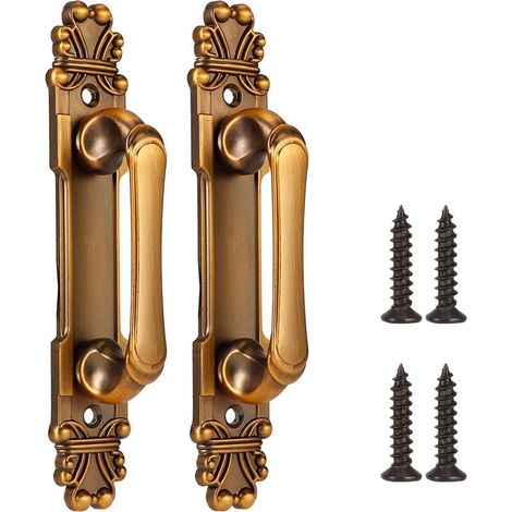 Poignée de porte de grange en laiton vintage, style antique, accessoires de quincaillerie pour armoire et meuble, lot de 2 (1/5)