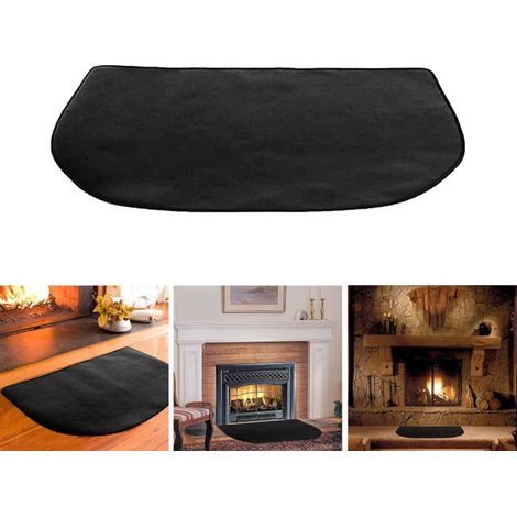 Tapis de cheminée résistant au feu tapis de cheminée noir en fibre de verre double couche (50100 cm)