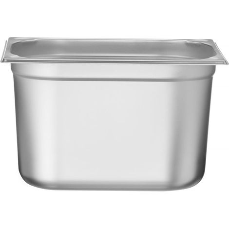 bac gn 1/2 en acier inoxydable résistant -40 °c à 250 °c, coins renforcés, 325 x 265 x 200 mm, 12,5 l